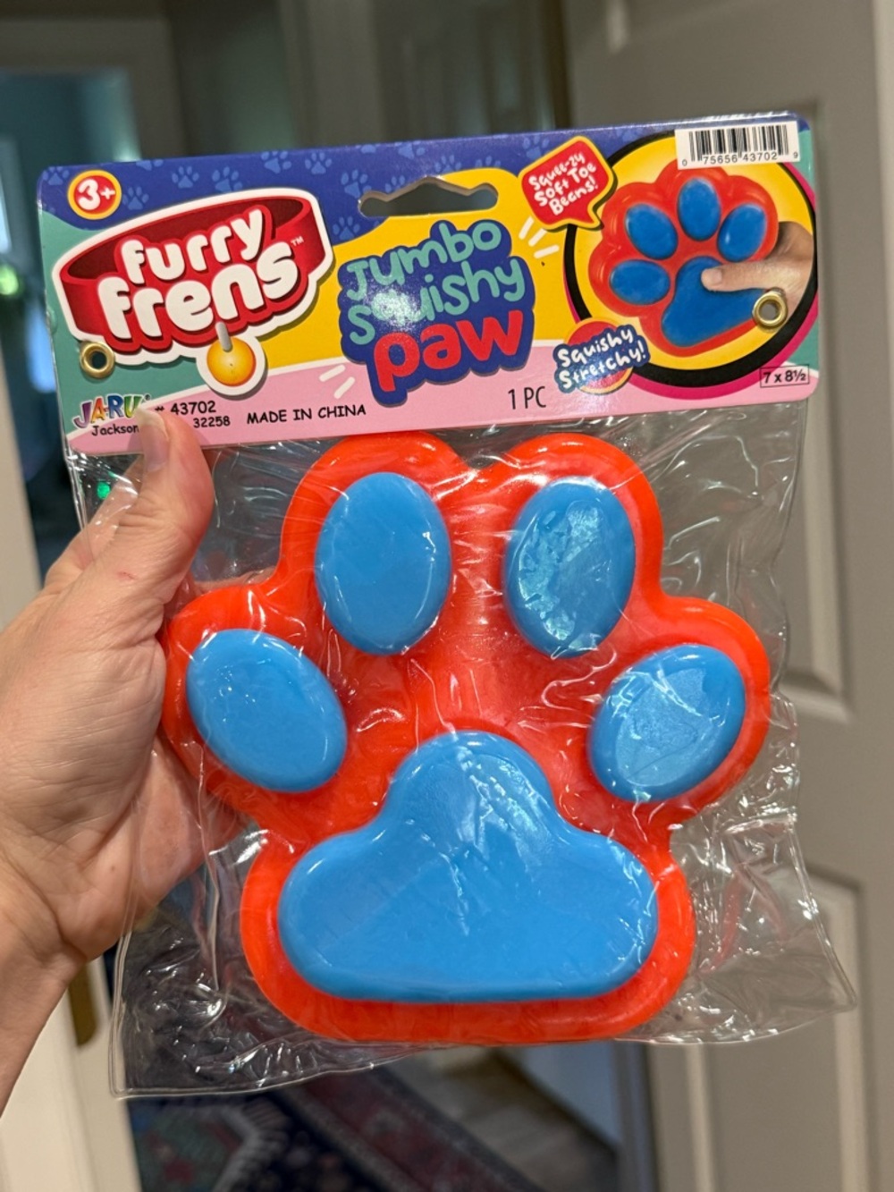 JA-RU Furry Frens Jumbo Squishy Paw - Blue & Orange/red
